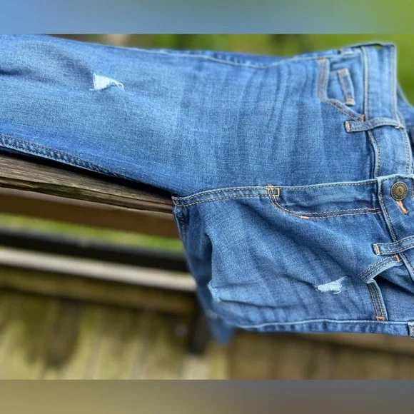 Hollister Women's Blue Ripped mid rise super Skinny stretch Jeans size 0 - Picture 11 of 11